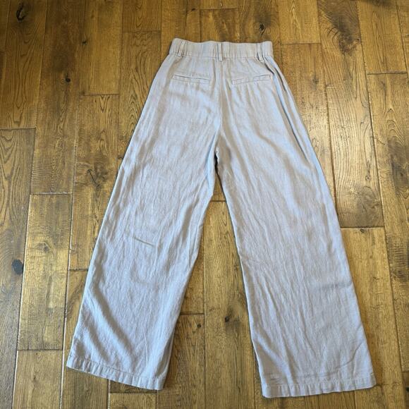 Abercrombie & Fitch Women’s Linen Blend Wide Leg Pants Taupe Grey Size XS Short - Picture 6 of 7